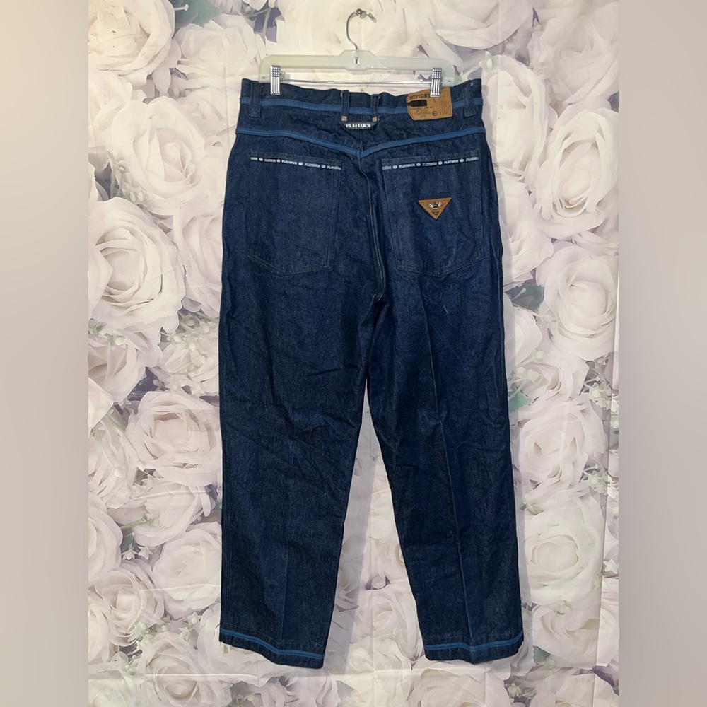 Vintage Y2K Hip Hop History Platinum Life Mens Jeans  36x32 Baggy Skater